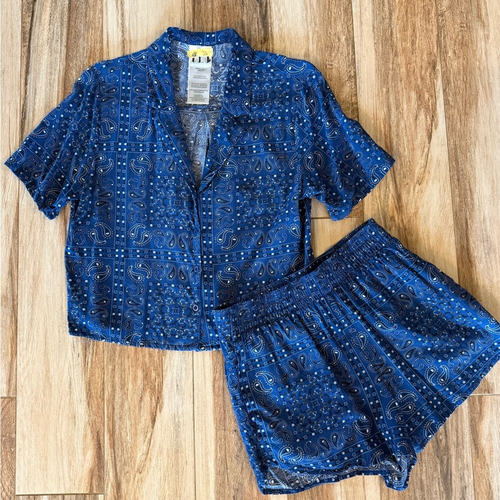 Blue Paisley Short Set